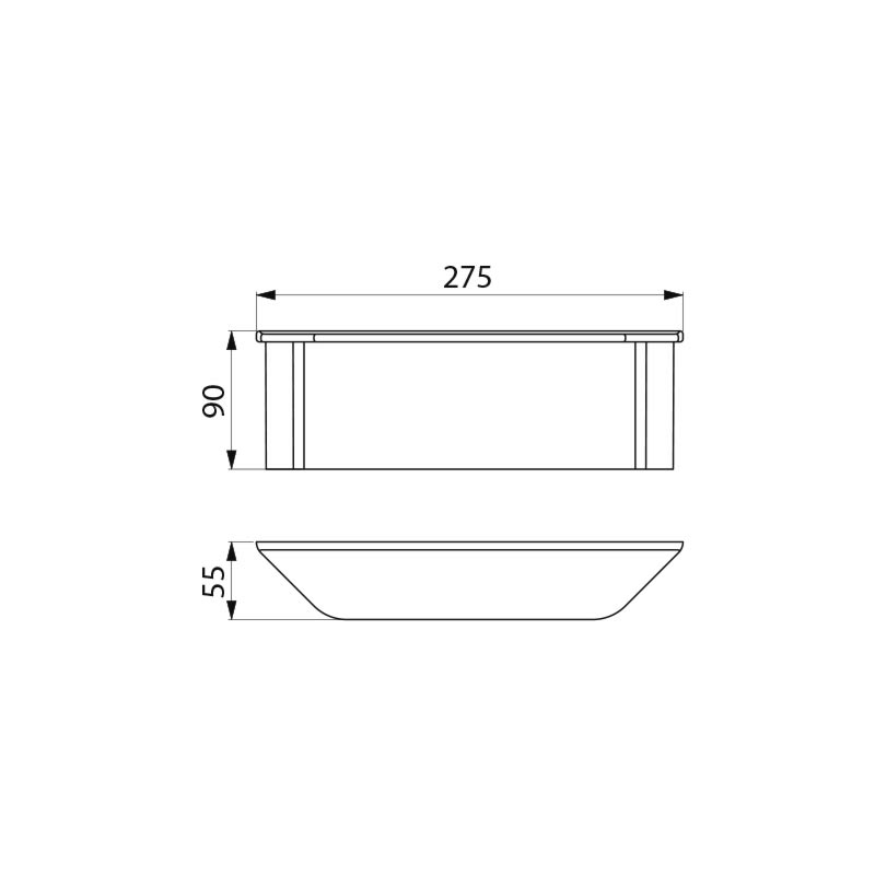 Wall-mounted shelf to conceal fixings in showers - scheme
