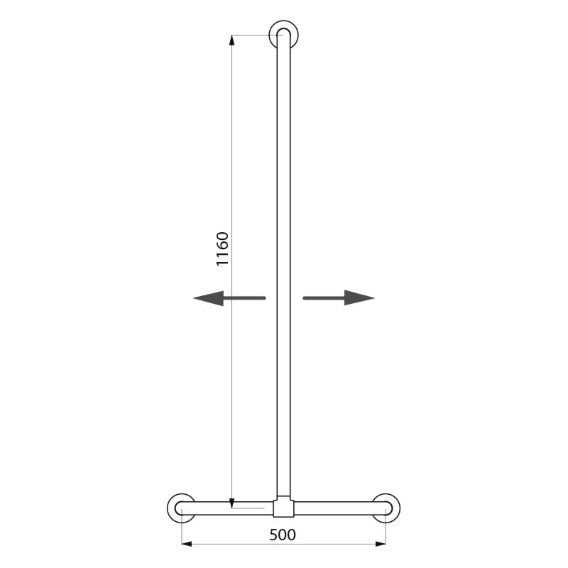 T-shaped stainless steel grab bar with sliding vertical bar, bright - scheme