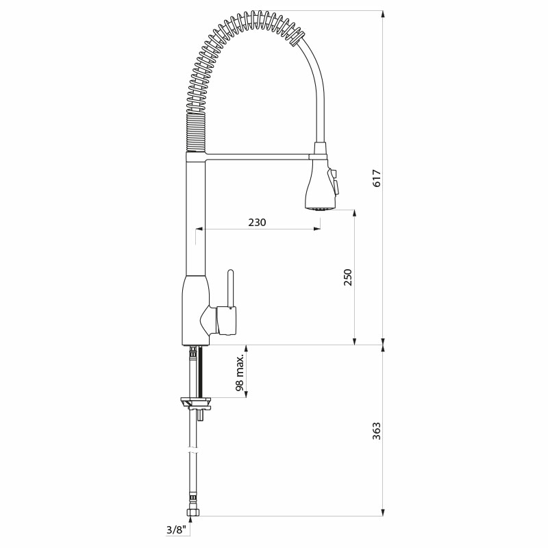 Low pre-rinse set, single hole with a mixer - scheme