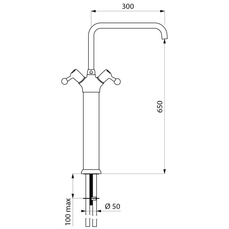 Single hole mixer - 100 lpm - scheme