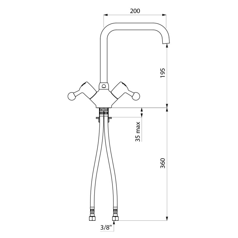 Deck-mounted single hole mixer - 45 lpm - scheme
