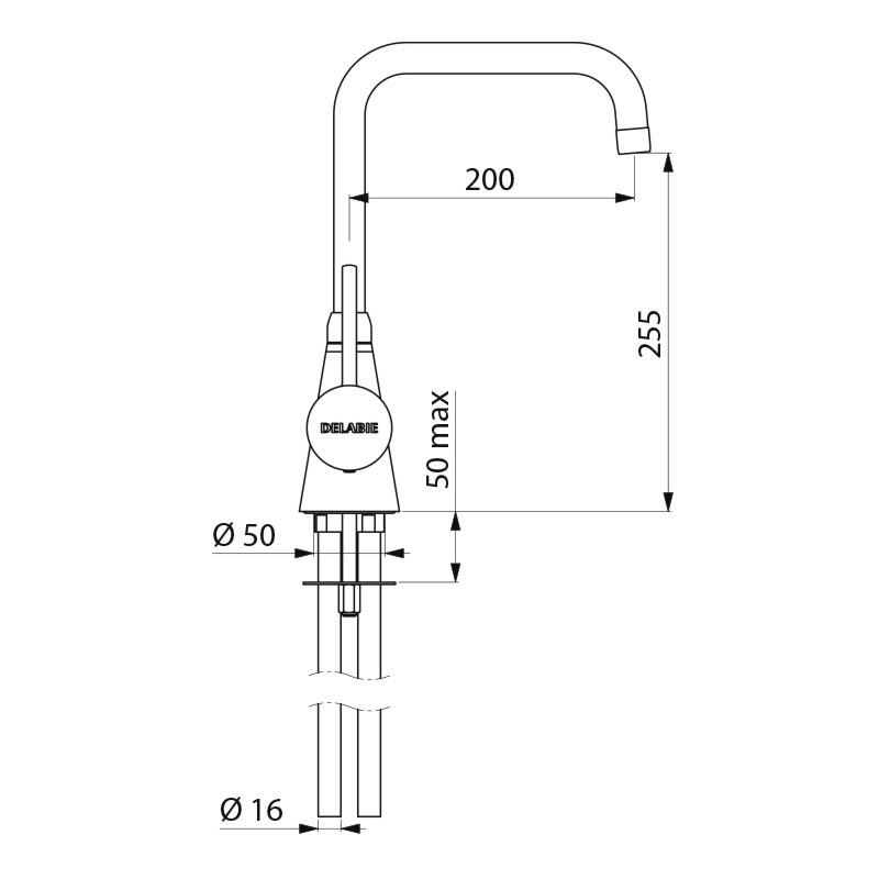 Deck-mounted single hole mixer - 60 lpm - scheme