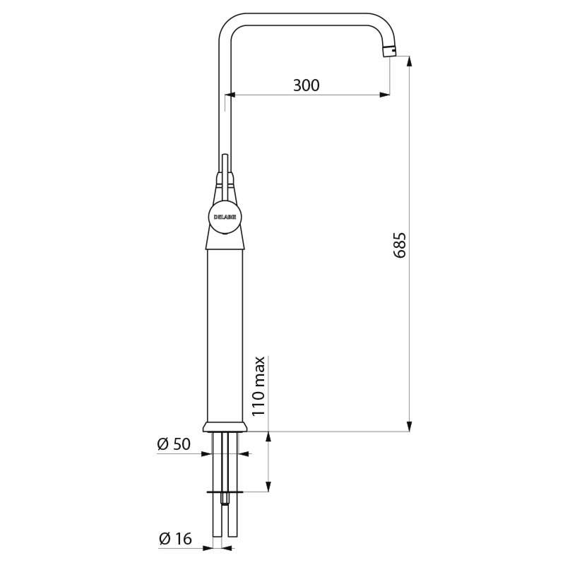 Deck-mounted single-hole mixer - 60 lpm - scheme