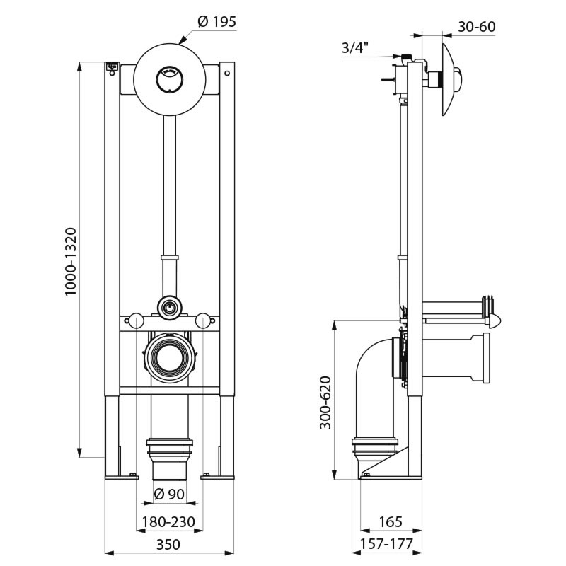 TEMPOFIX 3 self-supporting frame system for WCs - scheme