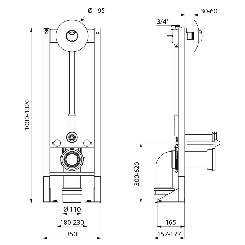 TEMPOFIX 3 self-supporting frame system for WCs - scheme