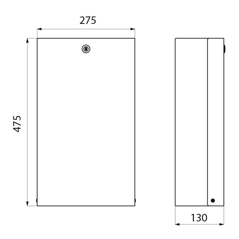 Wall-mounted stainless steel bin with lid and lock, 16 litres - scheme