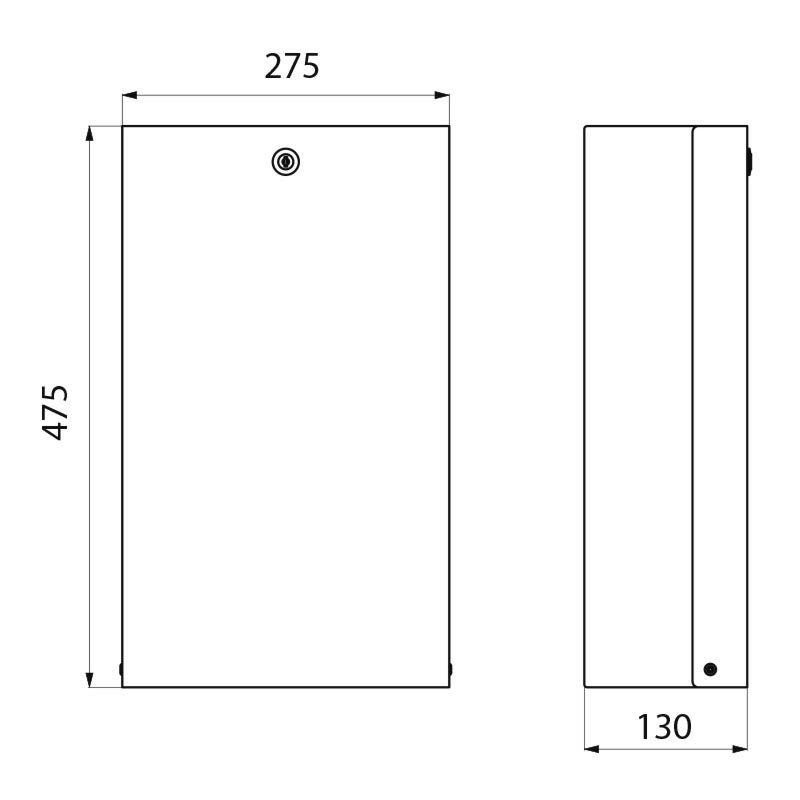 Wall-mounted bin with lid and lock, 16 litres - scheme