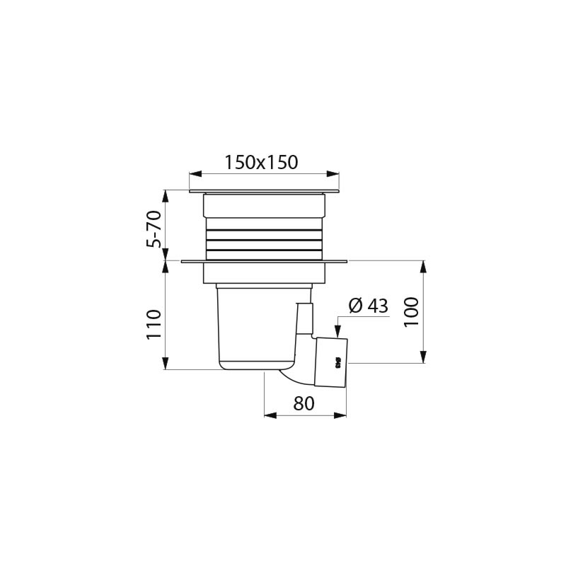 Adjustable height floor trap - scheme