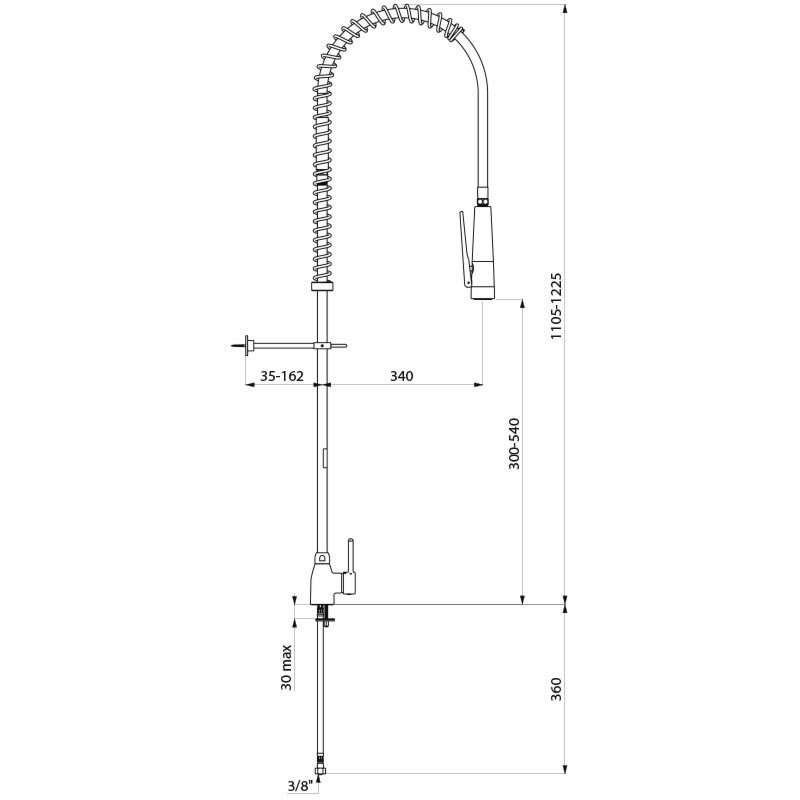 Single hole pre-rinse set with mixer - scheme