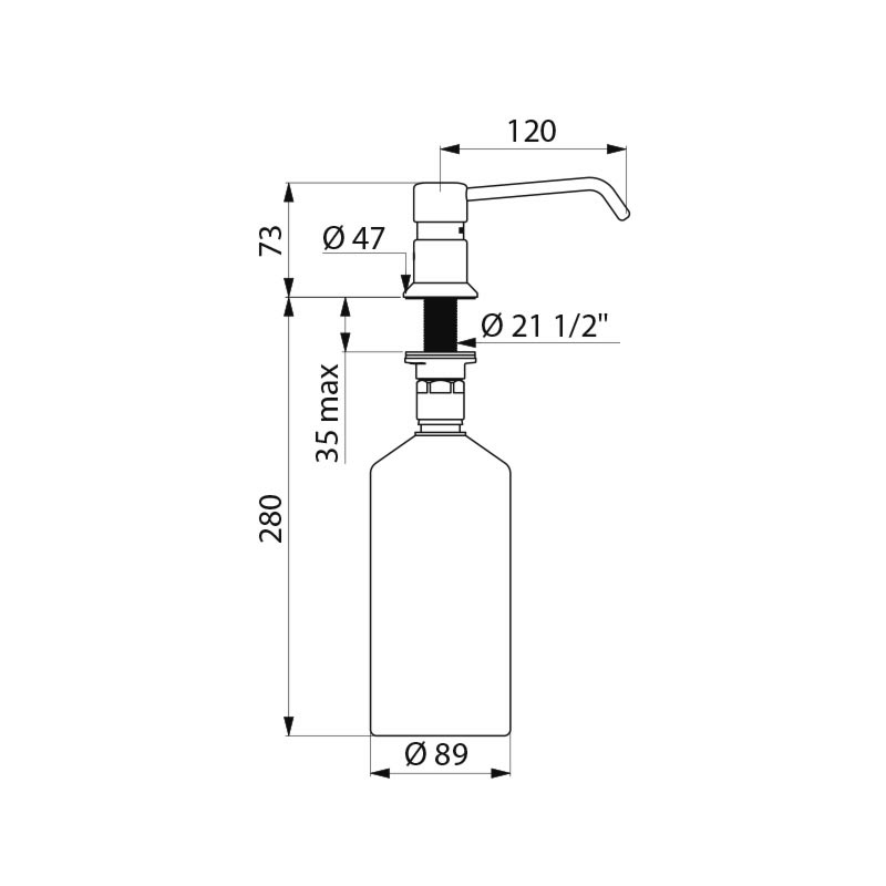 Liquid soap dispenser, 1-litre - scheme
