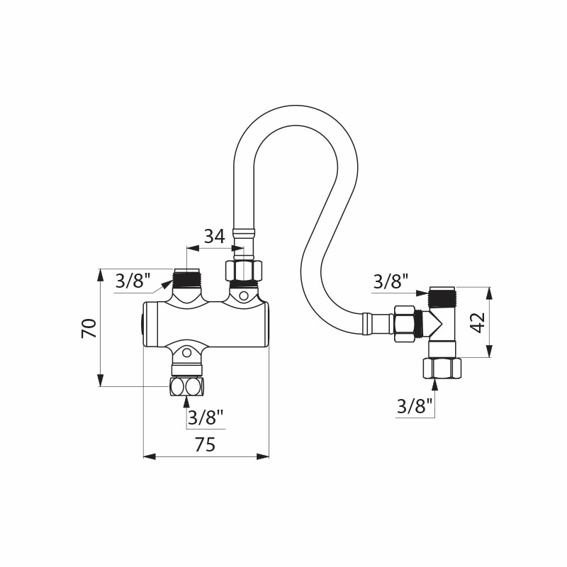 PREMIX NANO thermostatic mixing valve - scheme