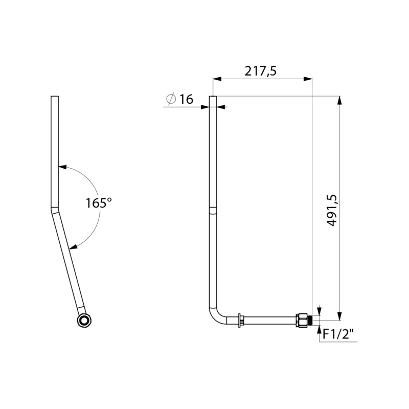 Neck tube for TEMPOMATIC 4 TEMPOFLUX recessed urinal valves - scheme