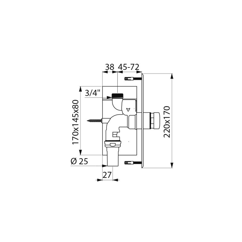 TEMPOFLUX 1 direct flush valve - scheme