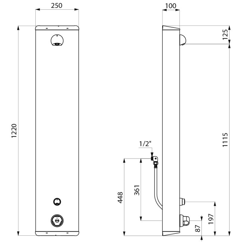 SECURITHERM shower panel - scheme