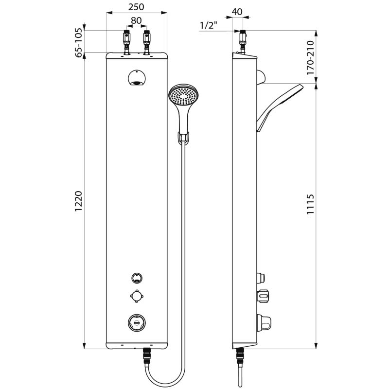 SECURITHERM shower panel - scheme