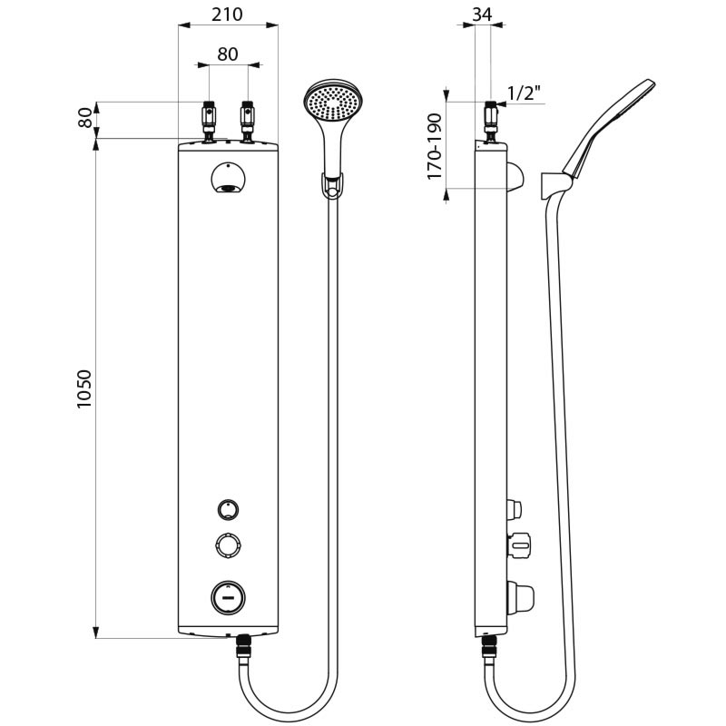SECURITHERM shower panel - scheme