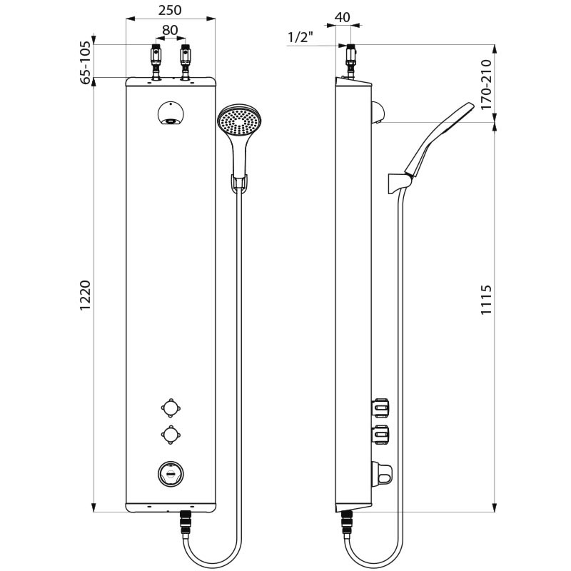 SECURITHERM shower panel - scheme