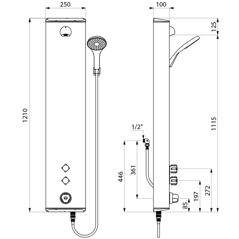 SECURITHERM shower panel - scheme
