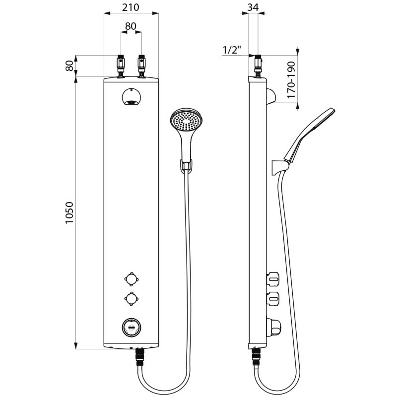 SECURITHERM shower panel - scheme