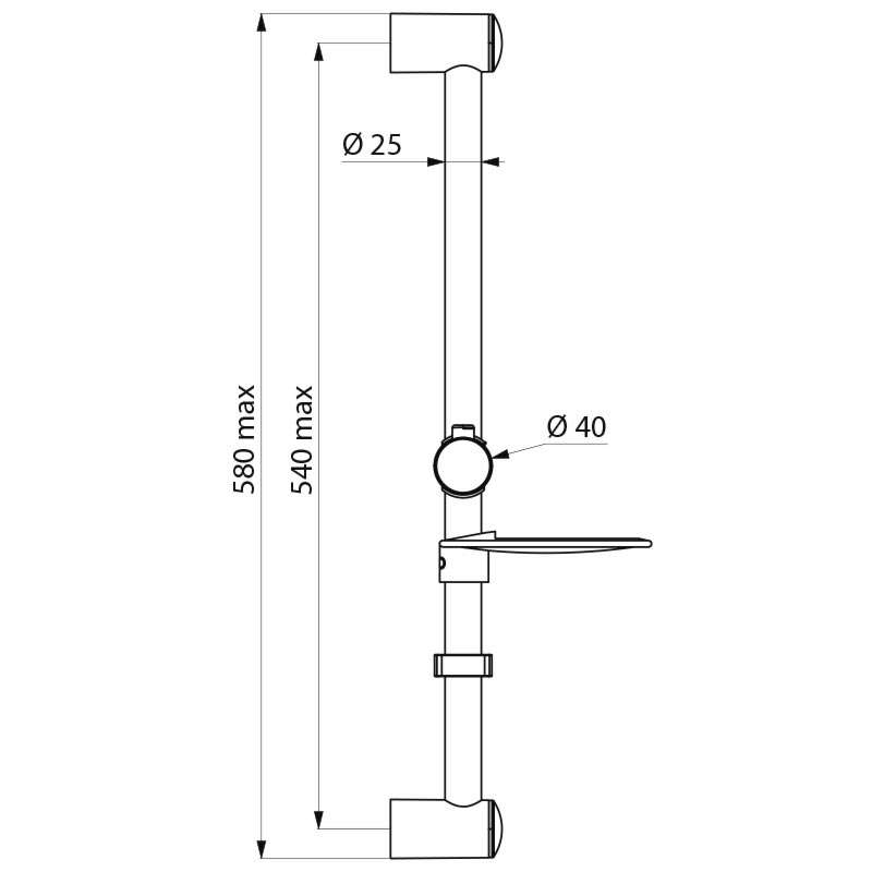 Chrome-plated shower rail - scheme