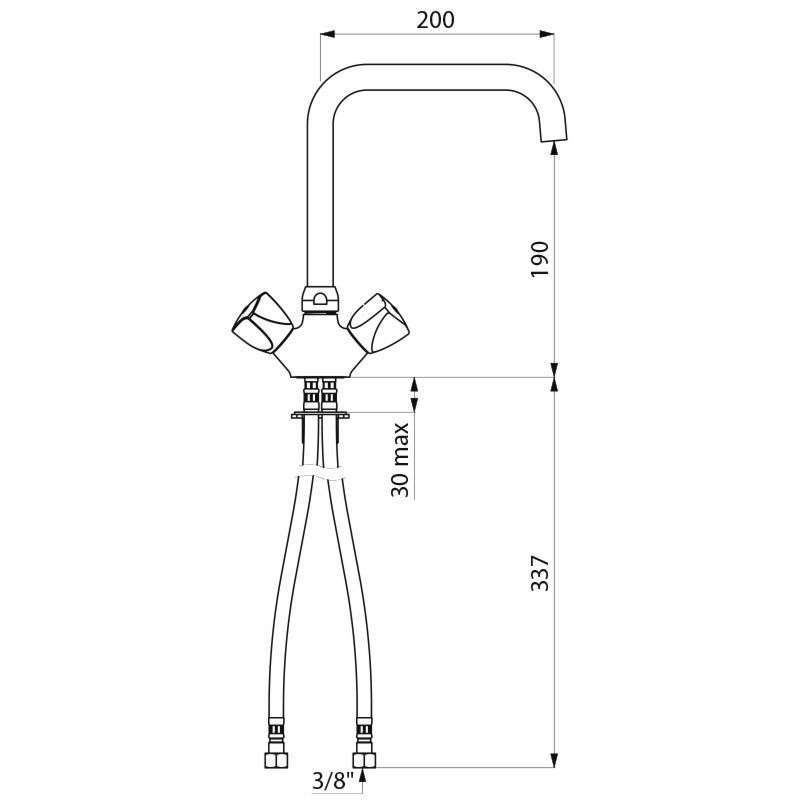 Deck-mounted single hole mixer - 45 lpm - scheme