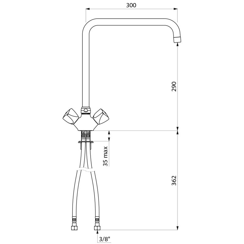 Deck-mounted single hole mixer - 45 lpm - scheme
