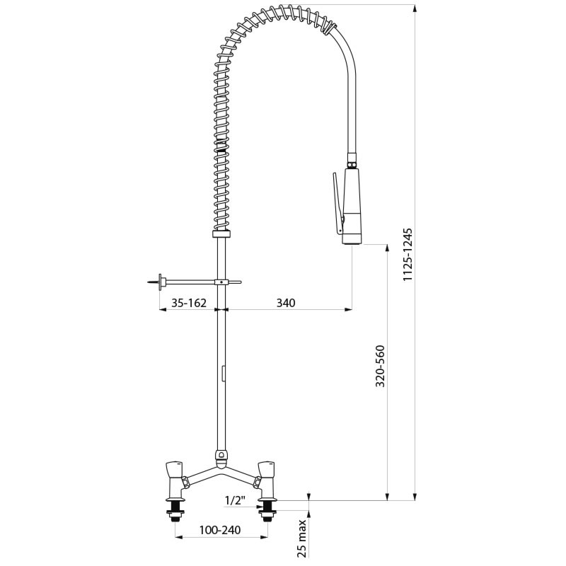 Twin hole pre-rinse set with mixer - scheme