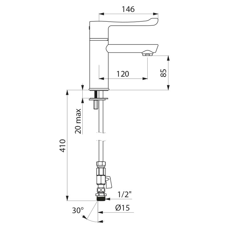 SECURITHERM thermostatic basin mixer - scheme