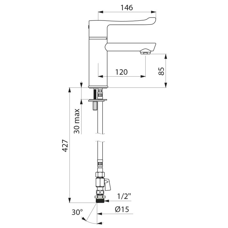 SECURITHERM BIOCLIP thermostatic basin mixer
