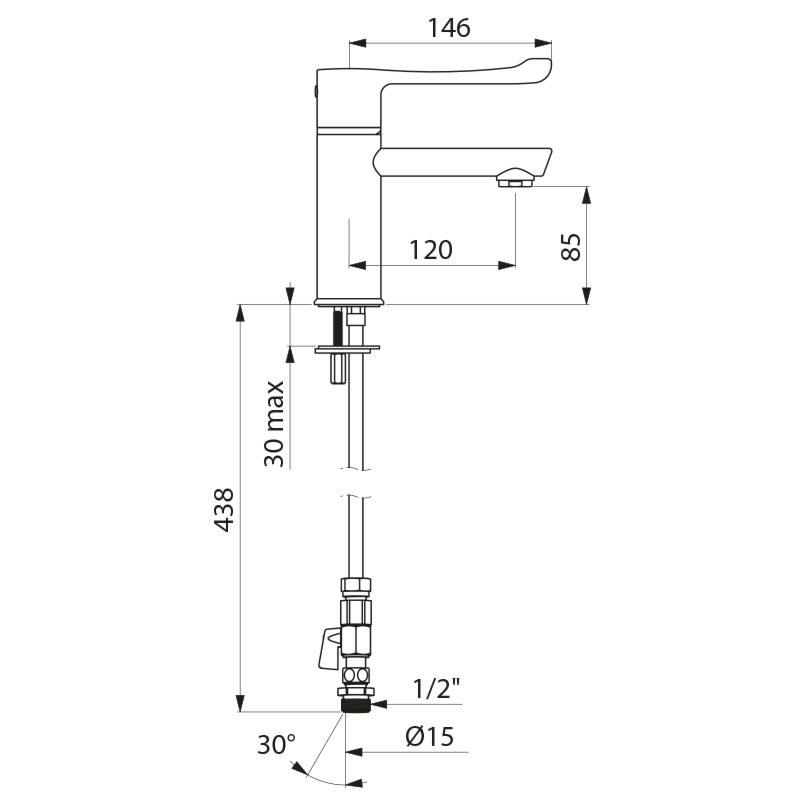 SECURITHERM BIOCLIP thermostatic basin mixer - scheme