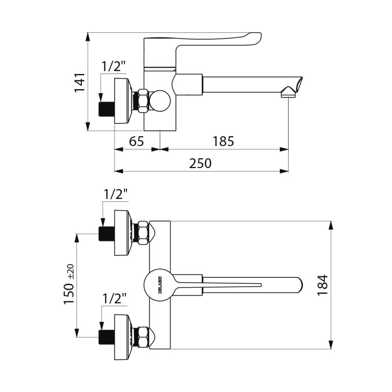 SECURITHERM BIOCLIP thermostatic sink mixer - scheme