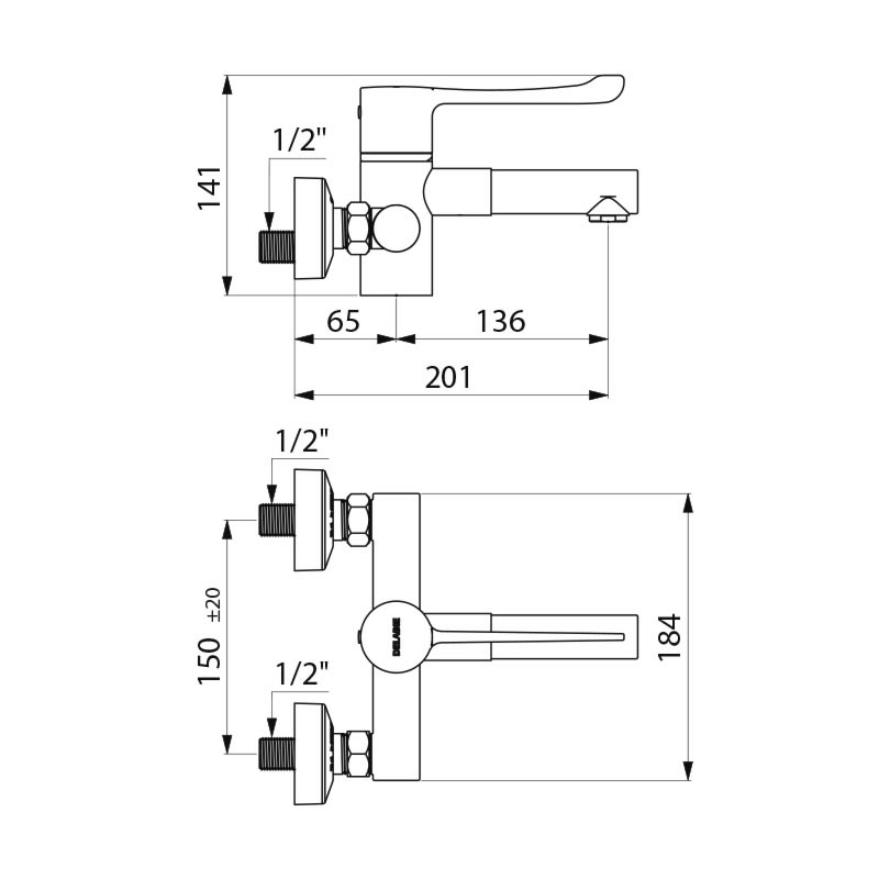 SECURITHERM BIOCLIP thermostatic sink mixer - scheme