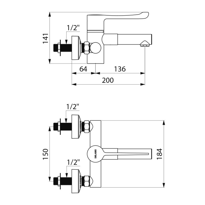 SECURITHERM BIOCLIP thermostatic sink mixer - scheme