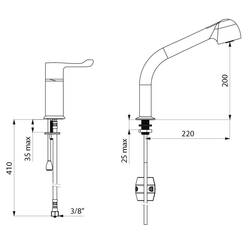 SECURITHERM thermostatic sink mixer set - scheme