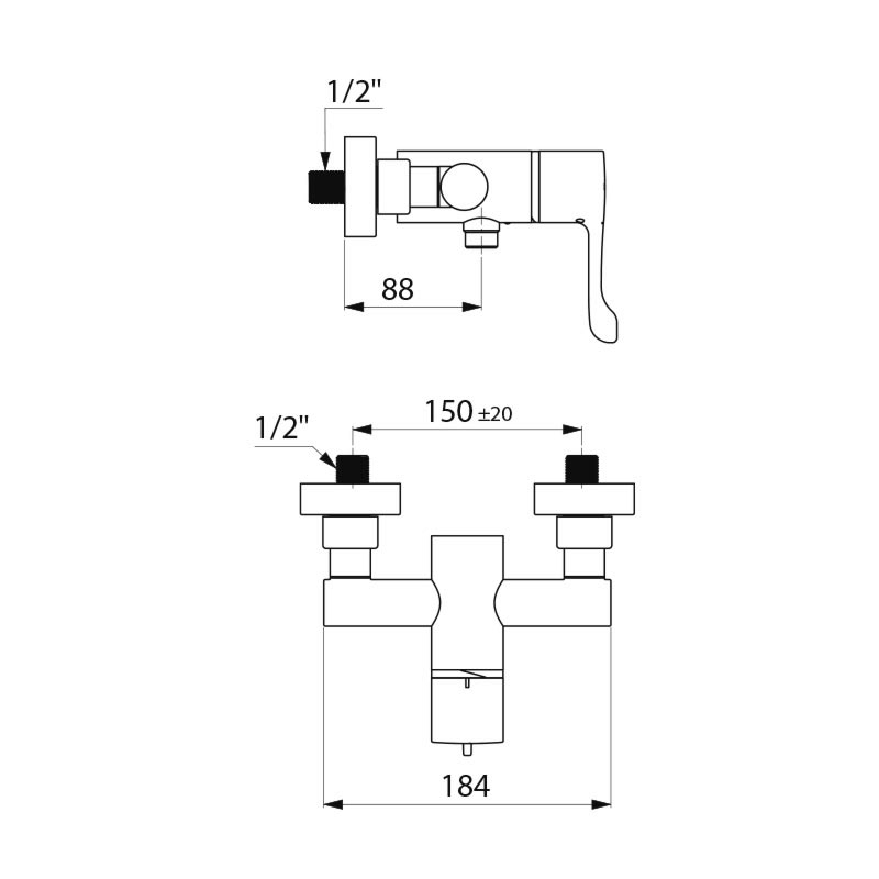 Sequential thermostatic shower mixer - scheme