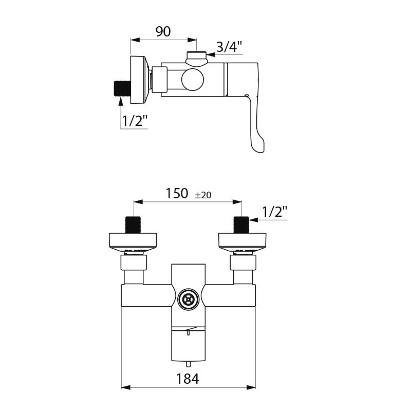 Sequential thermostatic shower mixer - scheme