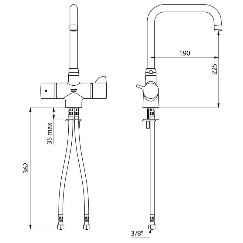SECURITHERM thermostatic sink mixer - scheme