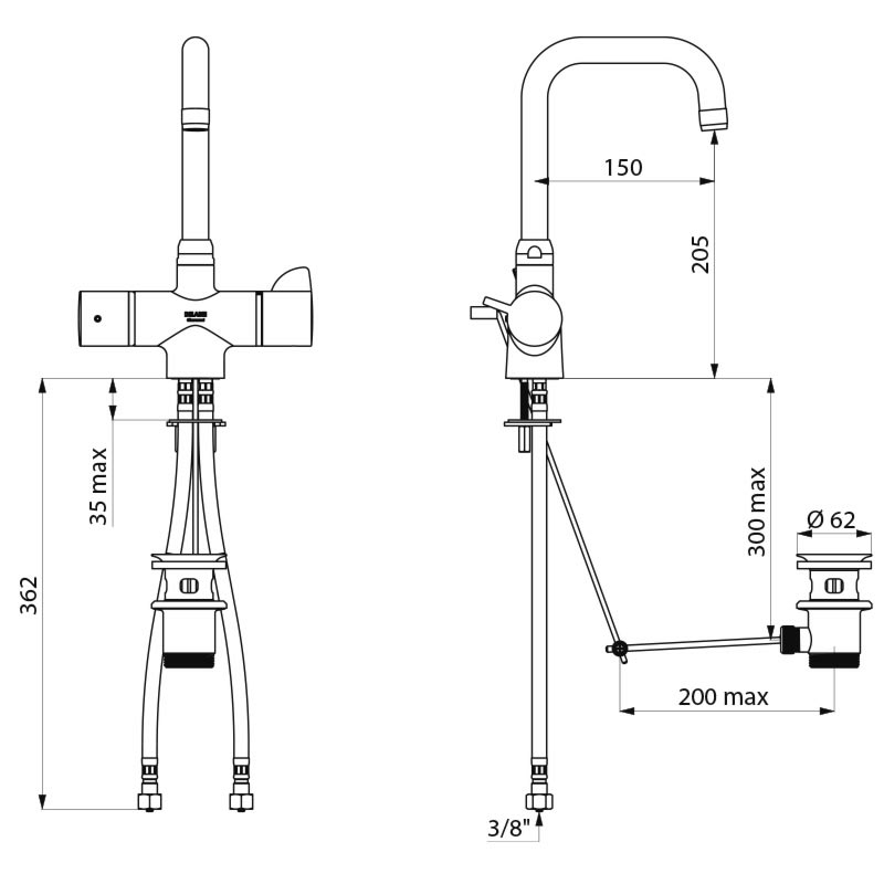 SECURITHERM thermostatic basin mixer - scheme