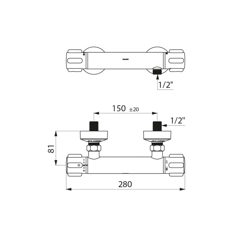 SECURITHERM thermostatic shower mixer - scheme