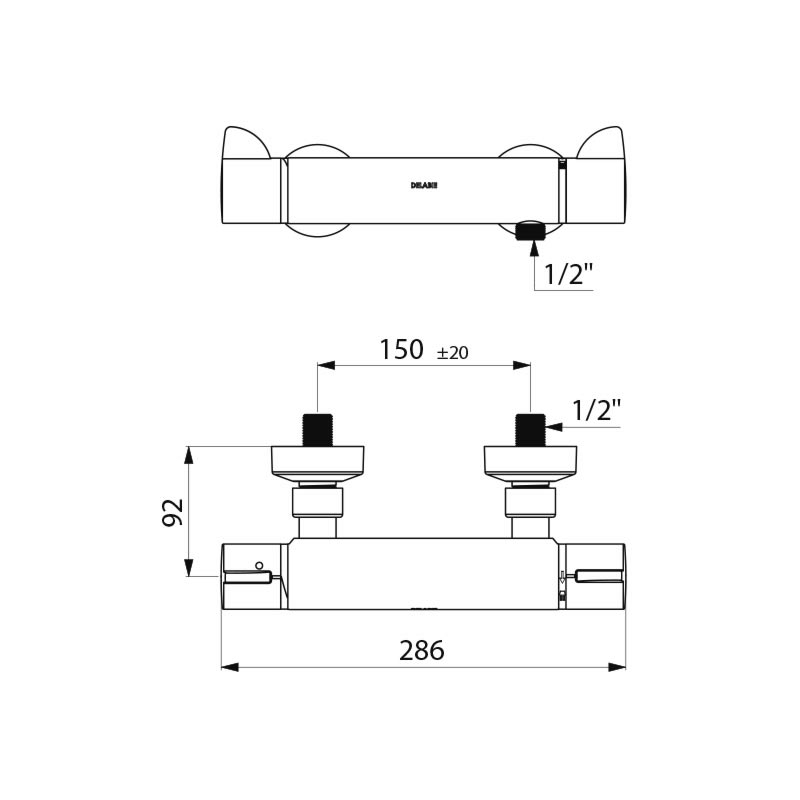 SECURITHERM Securitouch thermostatic shower mixer - scheme