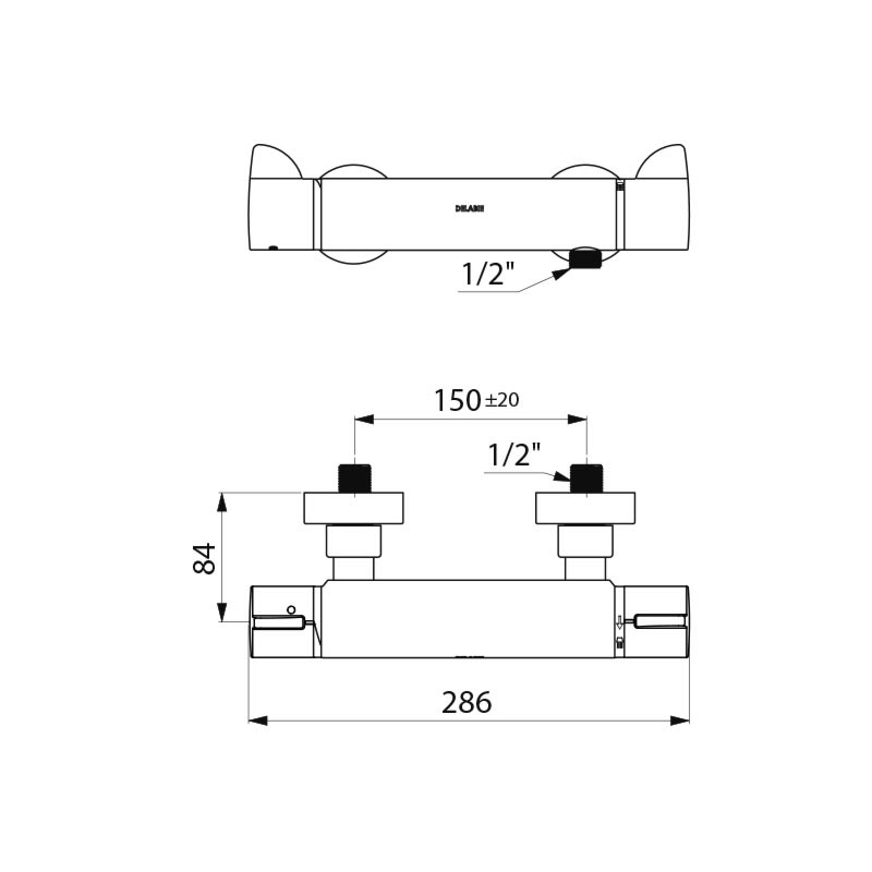 SECURITHERM Securitouch thermostatic shower mixer - scheme