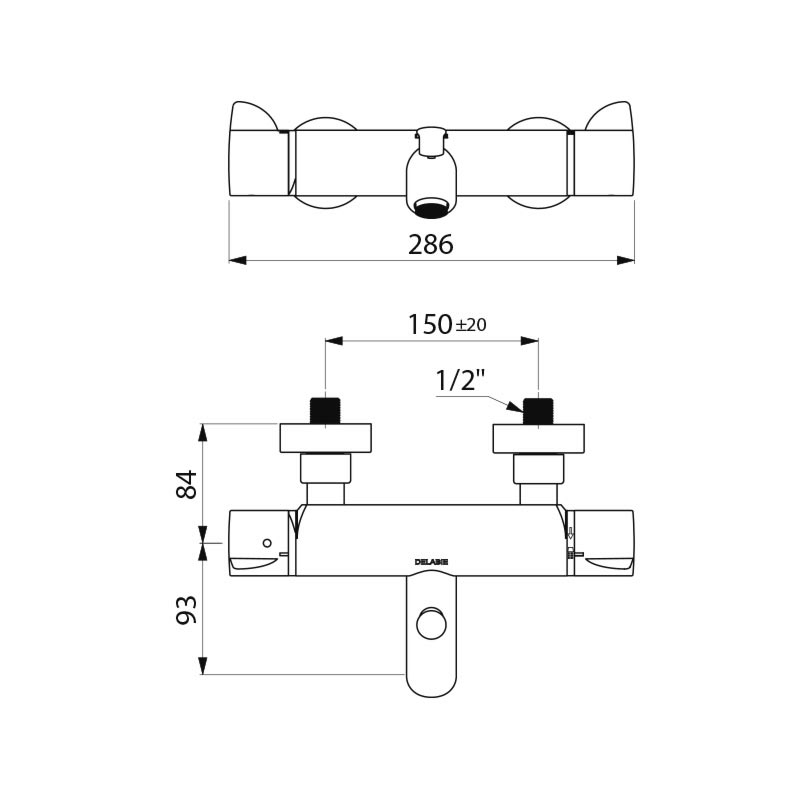 SECURITHERM Securitouch thermostatic shower-bath mixer - scheme