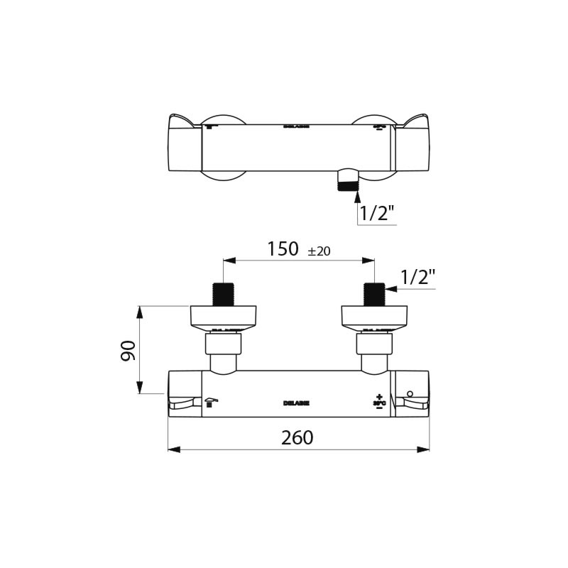 SECURITHERM Securitouch thermostatic shower mixer - scheme