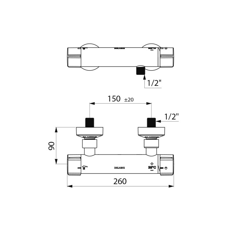 SECURITHERM Securitouch thermostatic shower mixer - scheme